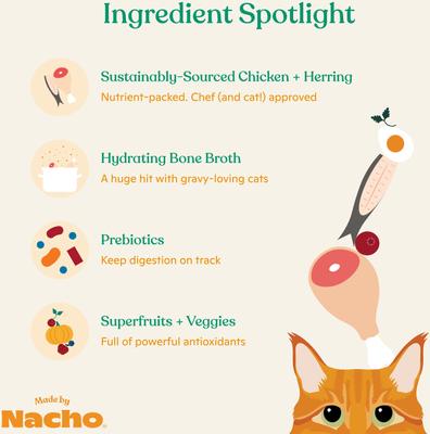 Made by Nacho Wild-Caught Chicken & Herring Recipe with Bone Broth Minced Wet Cat Food, 3-oz can, case of 6