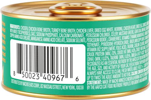Made by Nacho Wild-Caught Chicken & Herring Recipe with Bone Broth Minced Wet Cat Food, 3-oz can, case of 6