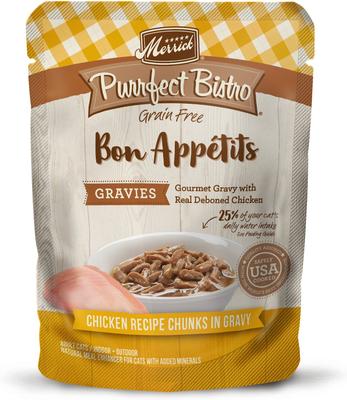 Purrfect Bistro Bon Appetits Grain-Free Chicken Recipe Chunks in Gravy Adult Cat Food Pouches, 3-oz, case of 24