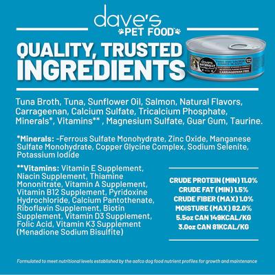 Naturally Healthy Tuna & Salmon Dinner in Aspic Grain-Free Canned Wet Cat Food, 3-oz can, case of 24