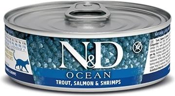 N&D Ocean Trout, Salmon & Shrimp Grain-Free Wet Cat Food, 2.46-oz can, case of 24