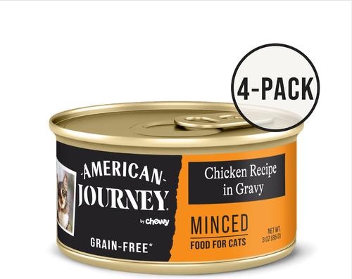 Minced Chicken & Salmon Recipe in Gravy Grain-Free Canned Cat Food, 3-oz can, case of 24