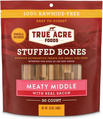 Large Stuffed Bone Treats Meaty Middle Made with real Bacon, 6 count