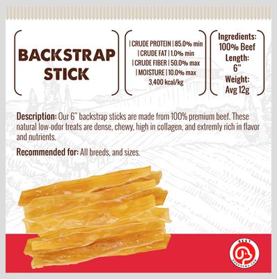 Treats Backstrap Sticks 6-in Dog Treats, 12 count