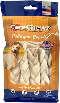 CareChewz Collagen 6 to 7-inch Skinny Braided Sticks Natural Flavored Chewy Dog Treats, 5 count