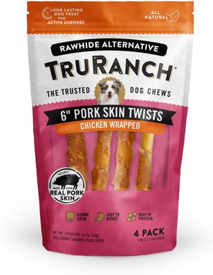 6-inch Pork Skin Twists Chicken-Wrapped Dog Jerky, 4 count
