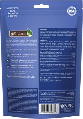 Golosinas crujientes para gatos Calming Health con sabor a salmón y queso sin cereales, bolsa de 2.5 oz