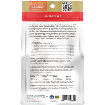 NaturVet, Aller-911 Allergy Aid Scoopable Tiny Bites, apoyo para alergias y piel de perros, sabor tocino ahumado, 312 g
