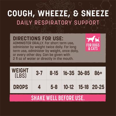 Apothecary Cough, Wheeze, & Sneeze Herbal Liquid Respiratory Supplement for Dogs & Cats, 2-fl oz bottle