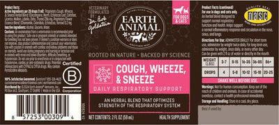 Apothecary Cough, Wheeze, & Sneeze Herbal Liquid Respiratory Supplement for Dogs & Cats, 2-fl oz bottle