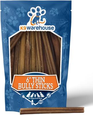 Thin 6-inch Bully Sticks Dog Treats, 6 count
