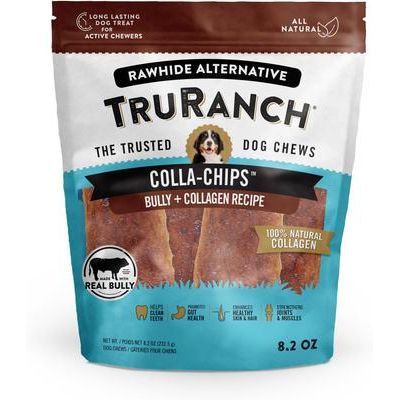 Chips de colágeno de res, golosinas masticables duras para perros, bolsa de 6 pulgadas y 8.2 oz
