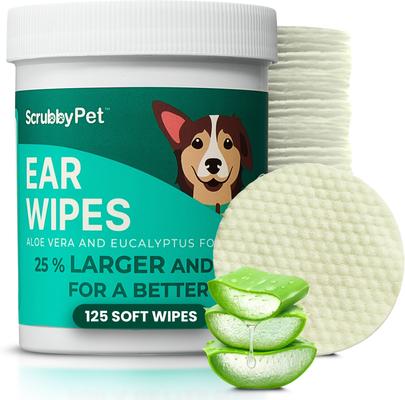 Aloe Vera & Eucalyptus Hypoallergenic Dog Ear Wipes, 125 count