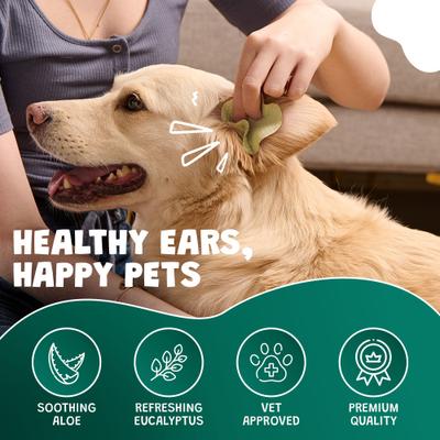 Toallitas hipoalergénicas para oídos de perro con aloe vera y eucalipto, 125 unidades