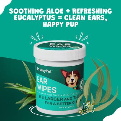 Toallitas hipoalergénicas para oídos de perro con aloe vera y eucalipto, 125 unidades
