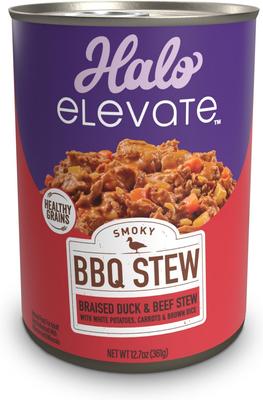 Elevate Smoky BBQ Braised Duck & Beef Stew with White Potatoes, Carrots & Brown Rice Wet Dog Food, 12.7-oz can, case of 6