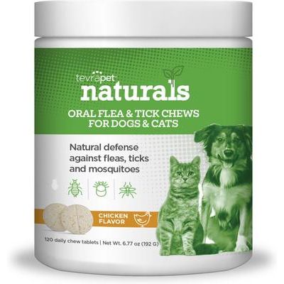 Suplemento masticable oral Naturals contra pulgas y garrapatas para perros y gatos, 120 unidades
