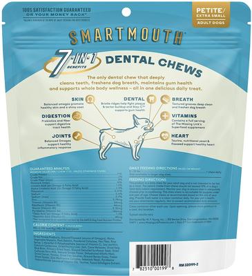 Smartmouth 7-in-1 Dental Chews for Petite & X-Small Dogs, 5 to 15-lbs, 28 count