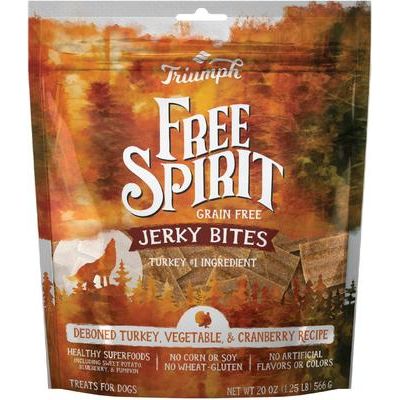 Bocados de cecina Free Spirit, golosinas para perros sin cereales, de pavo deshuesado, vegetales y arándanos, bolsa de 20 oz