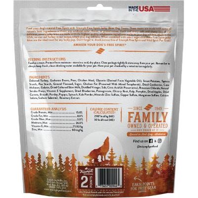 Bocados de cecina Free Spirit, golosinas para perros sin cereales, de pavo deshuesado, vegetales y arándanos, bolsa de 20 oz