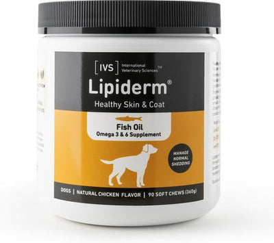 Lipiderm Chicken Flavor Skin & Coat Health Chew Dog Supplement, 90 count