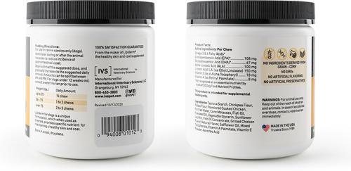 Lipiderm Chicken Flavor Skin & Coat Health Chew Dog Supplement, 90 count