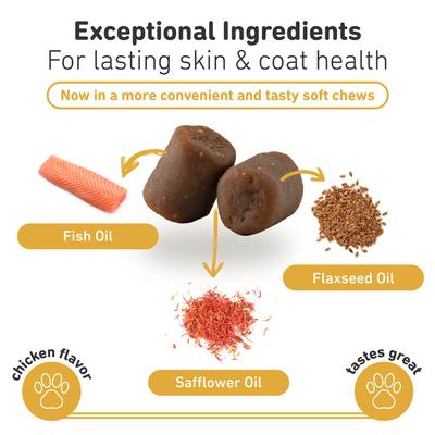 Lipiderm Chicken Flavor Skin & Coat Health Chew Dog Supplement, 90 count