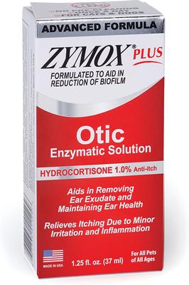 Bundle: Zymox Plus Advanced Formula 1% Hydrocortisone Otic Ear Infection Solution, 1.25-fl oz bottle + Veterinary Strength Dog & Cat Ear Cleanser, 4-fl oz bottle