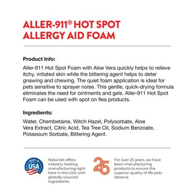 Aller-911 Allergy Aid Hot Spot Plus Aloe Vera Dog & Cat Foam, 8-fl oz bottle