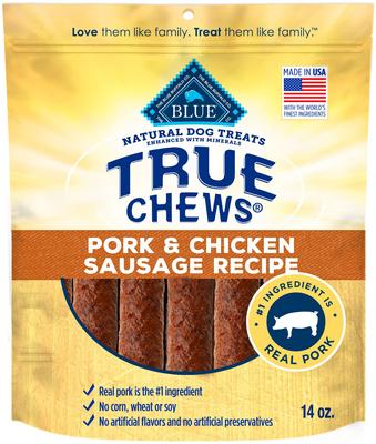True Chews Natural Grain-Free Pork & Chicken Sausage Dog Treats, 14-oz bag, bundle of 2