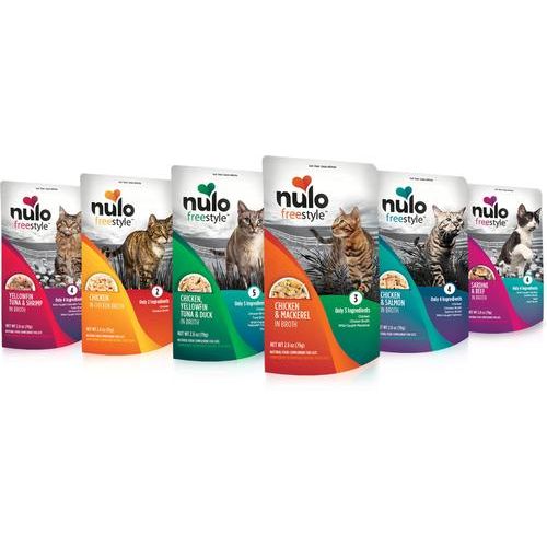 Nulo, FreeStyle Meaty Pouches Yellowfin Tuna & Shrimp, Atún Aleta Amarilla + Camarón en Caldo para Hidratación y Topper, Gatos, 80 g × 24 bolsas
