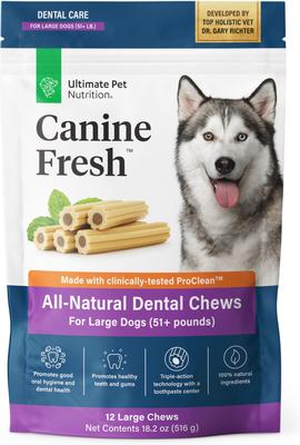 Canine Fresh All-Natural Grain-Free Pork Adult Dental Dog Chews, Large, 12 count