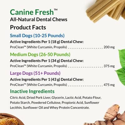 Canine Fresh All-Natural Grain-Free Pork Adult Dental Dog Chews, Large, 12 count