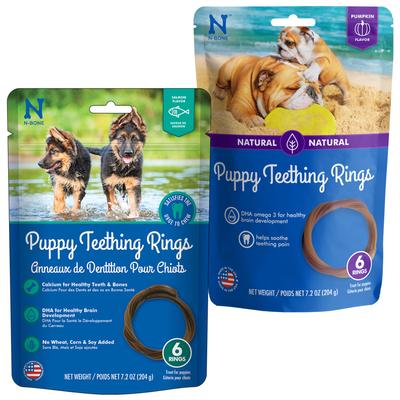 Bundle: N-Bone Puppy Teething Ring Pumpkin Flavor + Salmon Flavor Dog Treats
