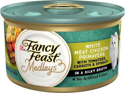 Medleys White Meat Chicken Primavera Canned Cat Food, 3-oz, case of 24