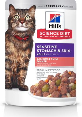 Adult Sensitive Stomach & Sensitive Skin Chicken & Beef, Salmon & Tuna Variety Pack Wet Cat Food, 2.8-oz pouch, 12 count