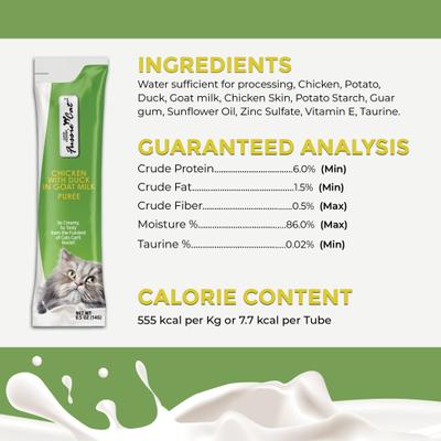 Super Premium Chicken with Duck in Goat Milk Puree Lickable Cat Treats, 2-oz pouch, case of 4