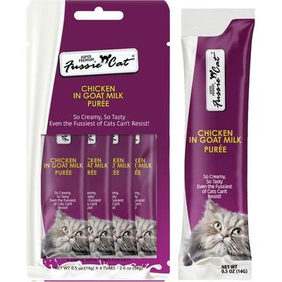 Premios para lamer para gatos de puré de pollo en leche de cabra súper premium, bolsa de 2 oz, caja de 4