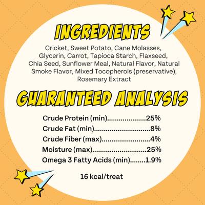 Chirpy Jerky Cricket Sweet Potato Carrot Grain-Free Soft & Chewy Dog Treats, 5-oz bag