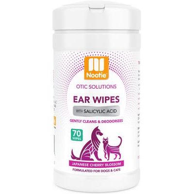 Toallitas húmedas para orejas de perros y gatos con aroma a flor de cerezo japonés, 70 unidades