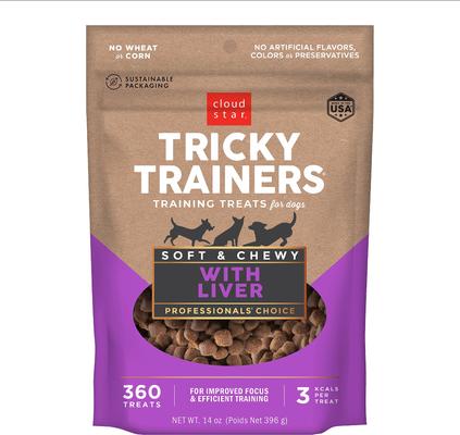 Bundle: Variety Pack - Cloud Star Chewy Tricky Trainers Liver Flavor Dog Treats, Cheddar & Salmon Flavors