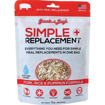 Sustituto de comida liofilizado antidiarreico Simple Replacement para perros y gatos, bolsa de 7 oz