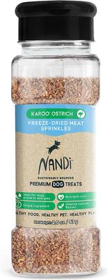 Karoo Ostrich Meat Sprinkles Freeze-Dried Dog Food Topper, 2-oz bottle