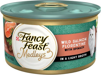 Comida enlatada para gatos Medleys Wild Salmon Florentine, 3 oz, caja de 24