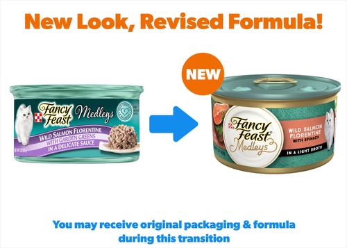 Comida enlatada para gatos Medleys Wild Salmon Florentine, 3 oz, caja de 24