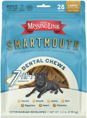 Smartmouth 7-in-1 Dental Chews for Large & Giant Dogs, 50 to 100-lbs, 28 count