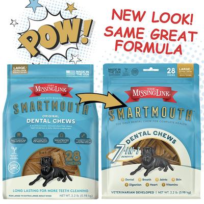 Smartmouth 7 en 1 Masticables Dentales para Perros Grandes y Gigantes, de 50 a 100 lb, 28 unidades