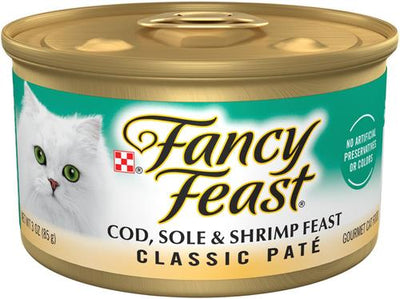 Classic Pate Cod, Sole & Shrimp Feast Canned Cat Food, 3-oz, case of 24