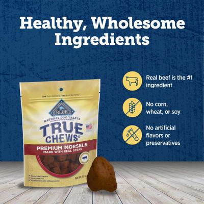 True Chews Premium Morsels Natural Grain-Free Steak Dog Treats, 10-oz bag