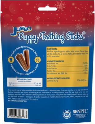 Holiday Edition Puppy Jumbo Teething Sticks Chicken Flavor Dog Chew Treats, 7 count